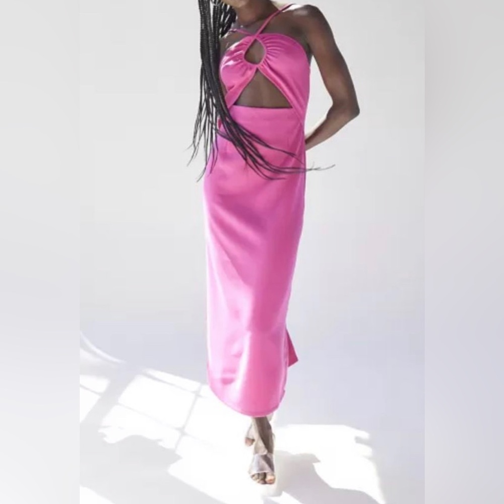 Hosbjerg Honey Cutout Hot Pink Midi Dress